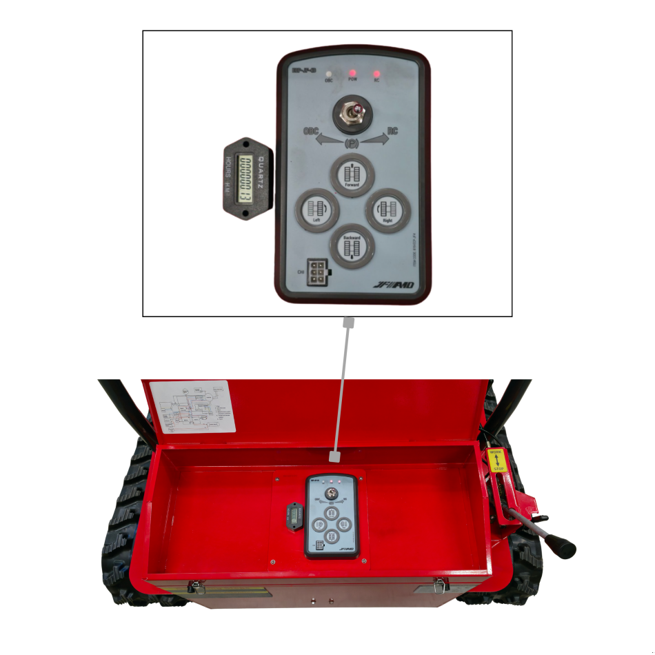 Rasenmäher za tip AMD AMD-R100 Ferngesteuerter Diesel-Rasenmäher mit Raupenantrieb – 1000 mm Schnittbreite, Neumaschine u Arbing (Slika 11)